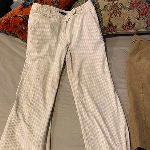 Cotton Pinstriped Straight Leg Work Pants